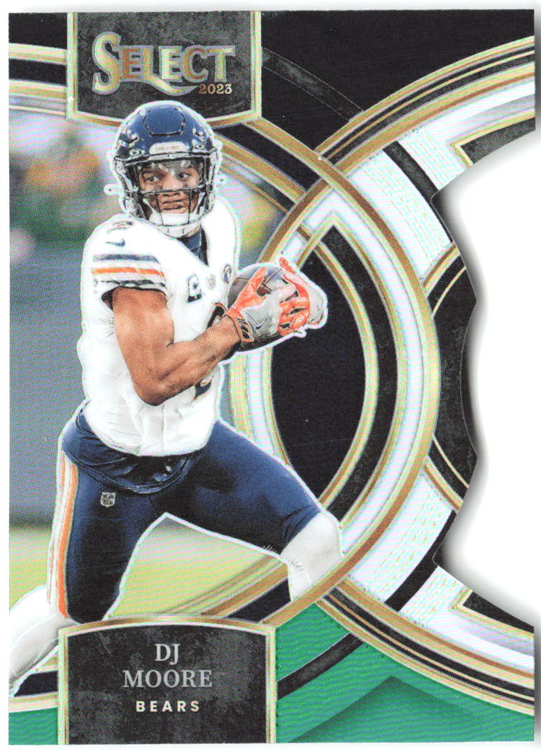 DJ Moore Panini Select - Black and Green Prizms Die Cuts 159 2023 Chicago Bears