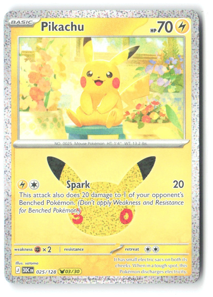 Pikachu Holo Pikachu Rare ME 30th Celebration 025/128 NM satoma