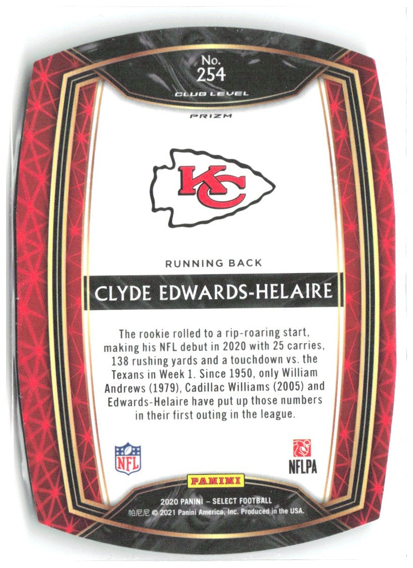 Clyde Edwards-Helaire Panini Select - Neon Green Prizm Die Cut 254 2020 Chiefs