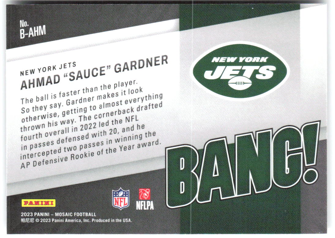 Ahmad "Sauce" Gardner Panini Mosaic - Bang! B-AHM 2023 New York Jets