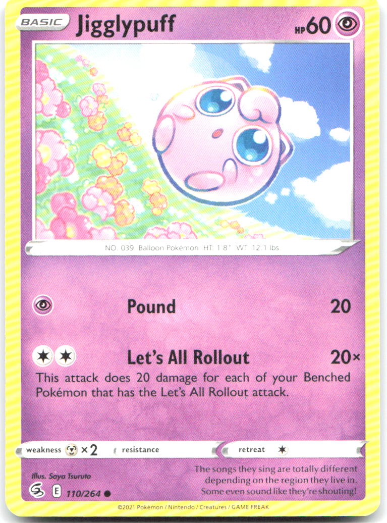 Jigglypuff Common SWSH08 Fusion Strike 110/264 NM Saya Tsuruta