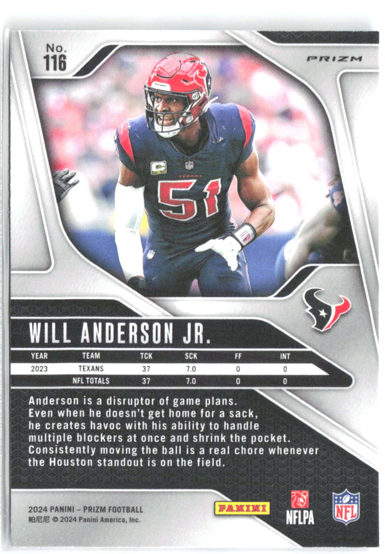 Will Anderson Jr. Panini Prizm - Red White and Blue 116 2024 Houston Texans