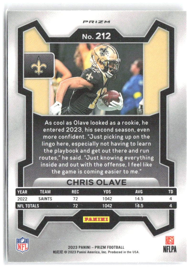 Chris Olave Panini Prizm - Silver 212 2023 New Orleans Saints