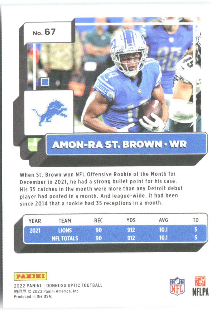 Amon-Ra St. Brown Donruss Optic 67 2022 Detroit Lions