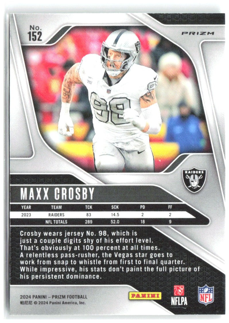 Maxx Crosby Panini Prizm - Green 152 2024 Las Vegas Raiders