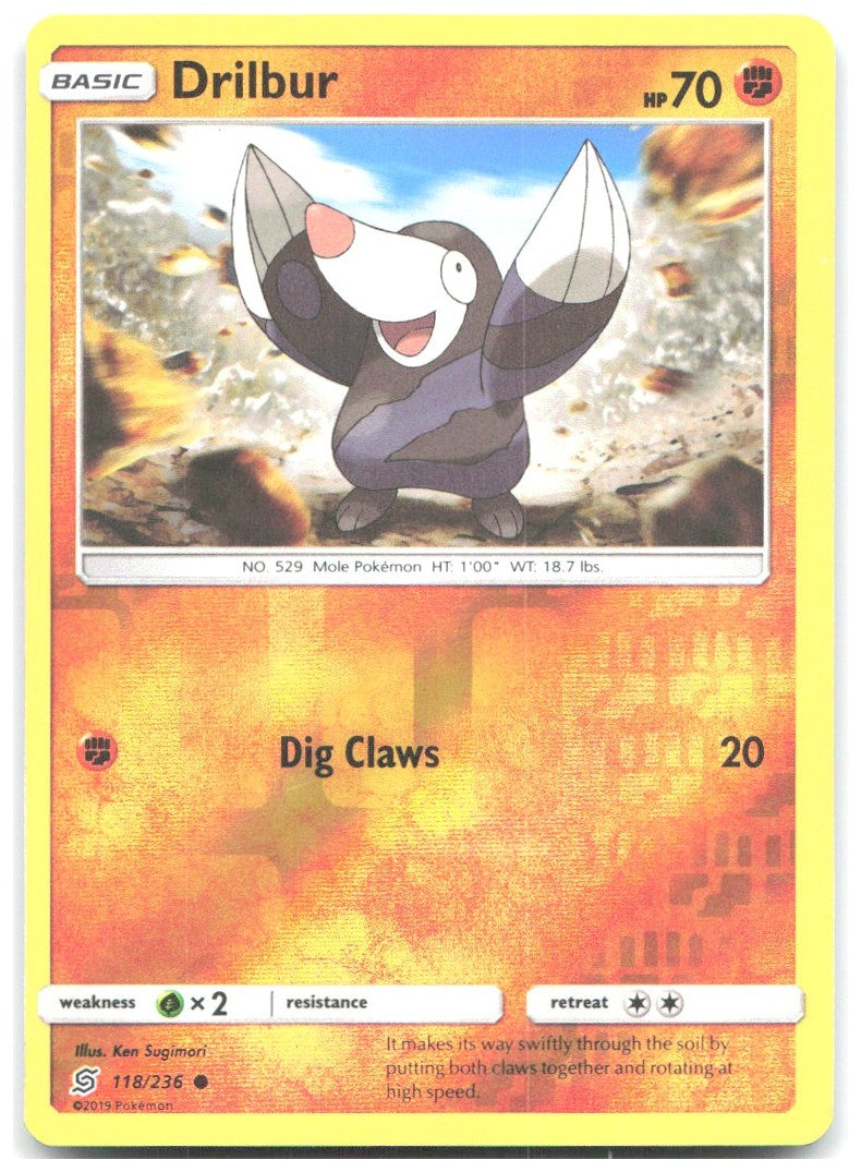 Drilbur Reverse Holo Common SM Unified Minds 118/236 NM Ken Sugimori