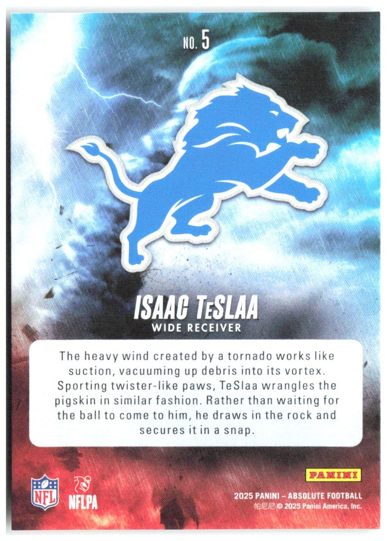 Isaac TeSlaa Panini Absolute - By Storm 5 2025 Detroit Lions