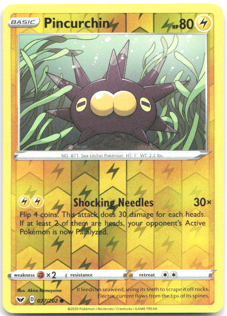 Pincurchin Reverse Holo SWSH01 Sword & Shield Base 077/202 NM Motofumi Fujiwara