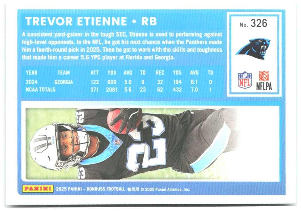 Trevor Etienne Donruss - Press Proofs Green 326 2025 Carolina Panthers