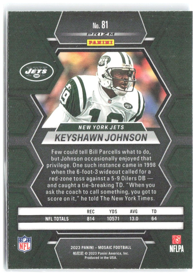 Keyshawn Johnson Panini Mosaic - Reactive Blue Mosaic 81 2023 New York Jets