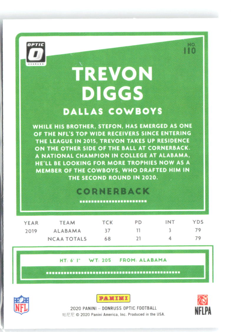 Trevon Diggs Donruss Optic 110 2020 Dallas Cowboys RC