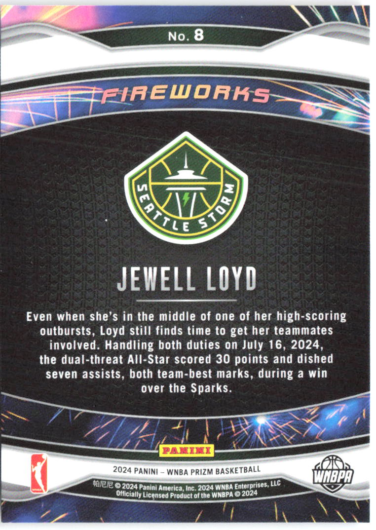 Jewell Loyd Panini Prizm WNBA - Fireworks 8 2024 Seattle Storm