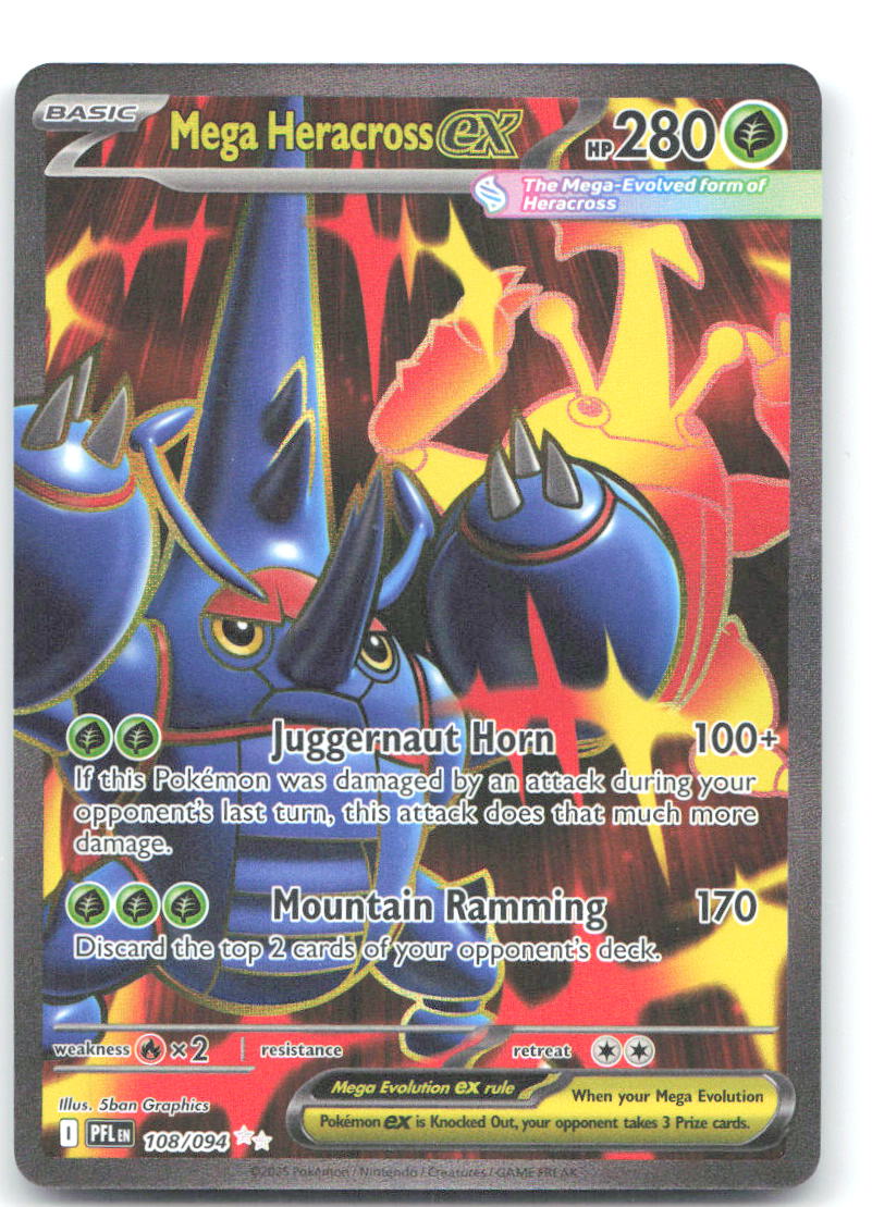 Mega Heracross ex Ultra Rare ME02: Phantasmal Flames 108/094 NM 5ban Graphics