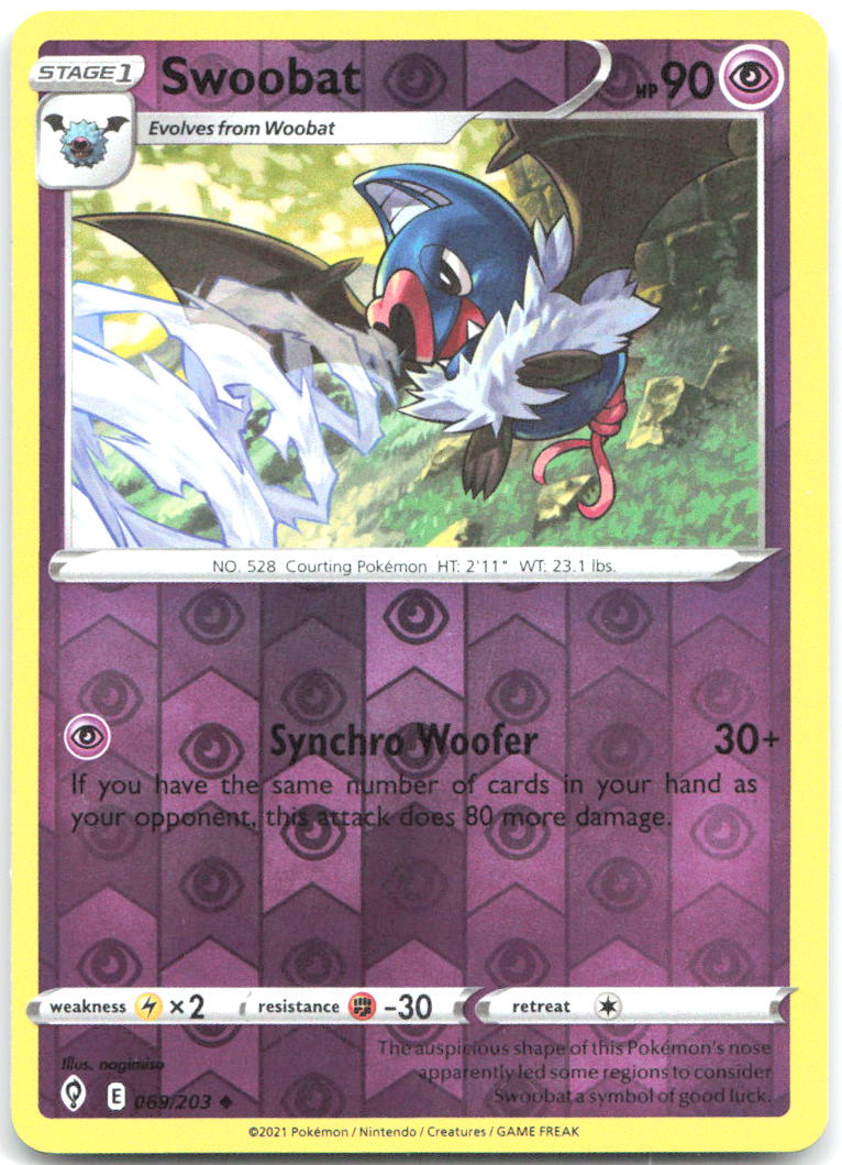 Swoobat Reverse Holo Uncommon SWSH07 Evolving Skies 069/203 NM nagimiso