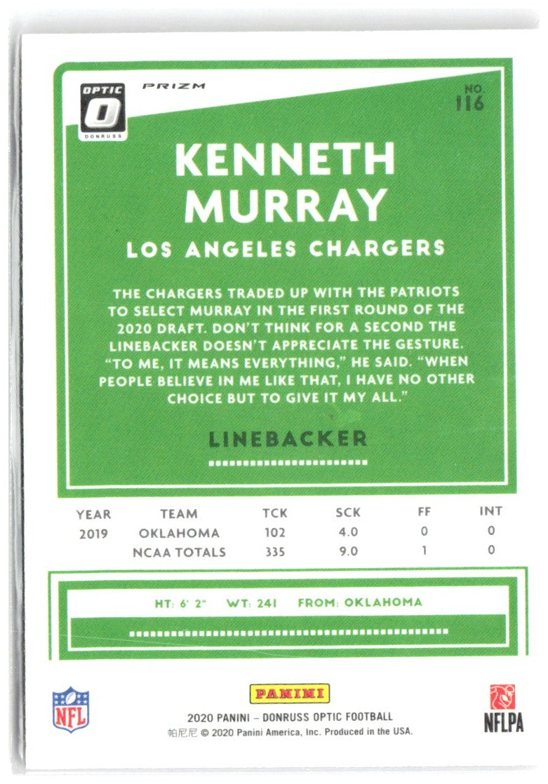 Kenneth Murray Donruss Optic - Pink 116 2020 Los Angeles Chargers