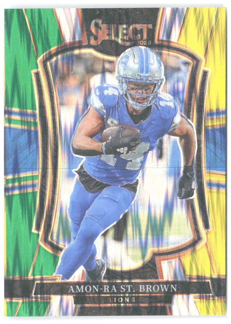 Amon-Ra St. Brown Select - Green and Yellow Prizm Shock 170 2025 Detroit Lions
