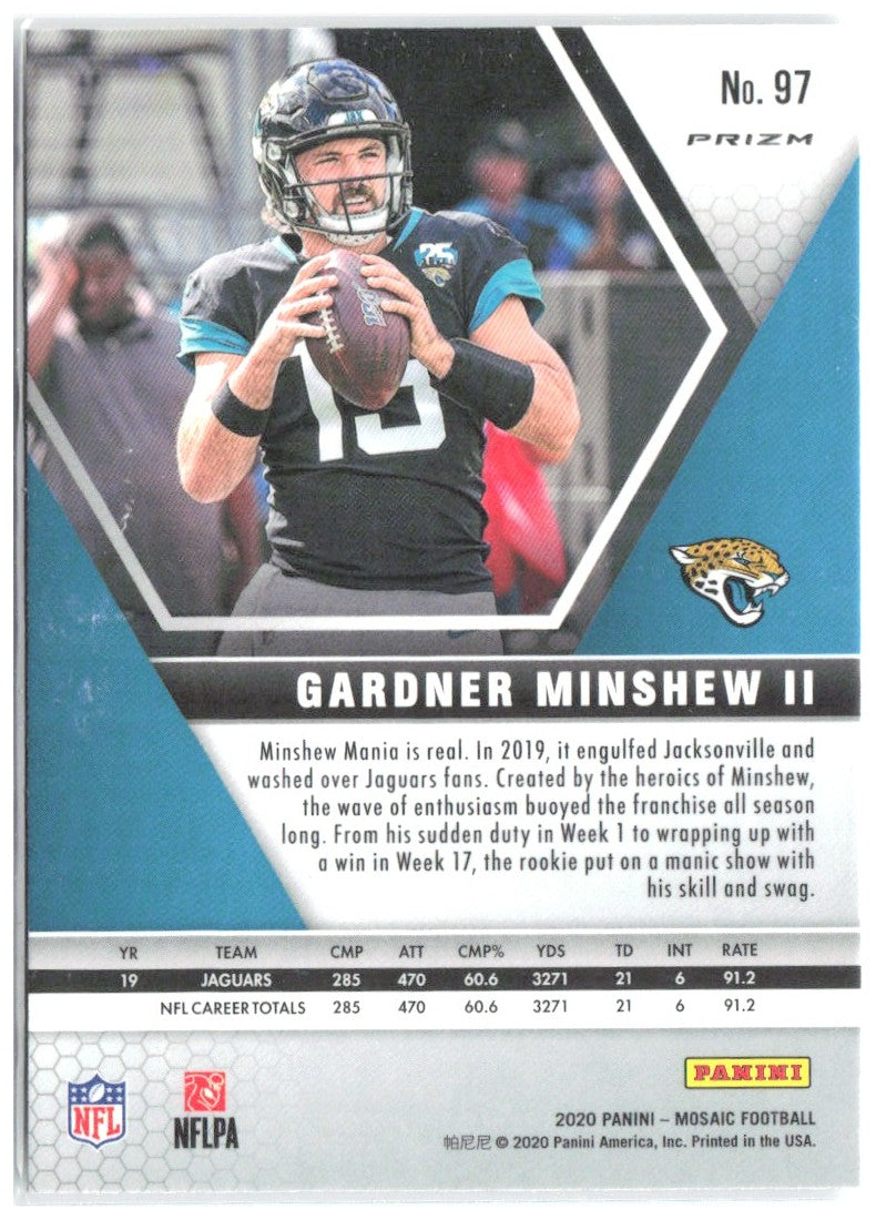 Gardner Minshew II Panini Mosaic - Prizm Silver 97 2020 Jacksonville Jaguars