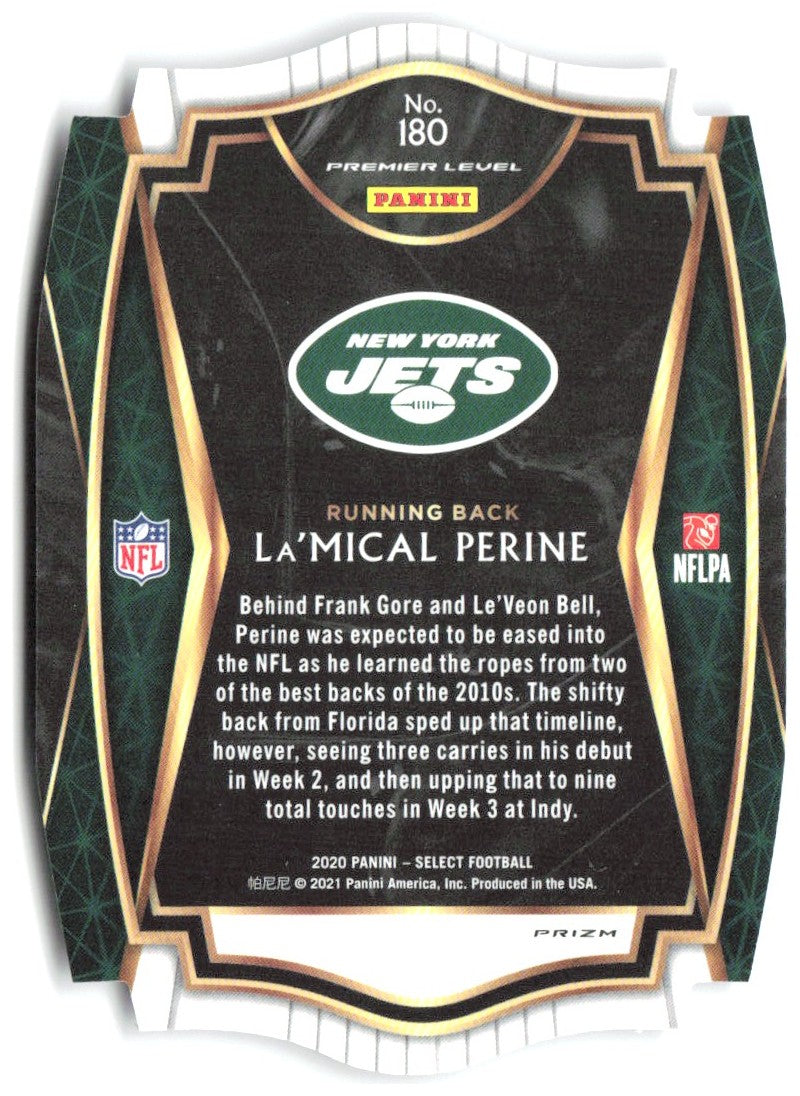 La'Mical Perine Panini Select - Purple Prizm Die Cut 180 2020 New York Jets