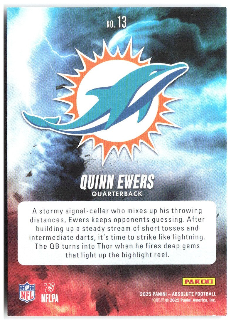 Quinn Ewers Panini Absolute - By Storm 13 2025 Miami Dolphins
