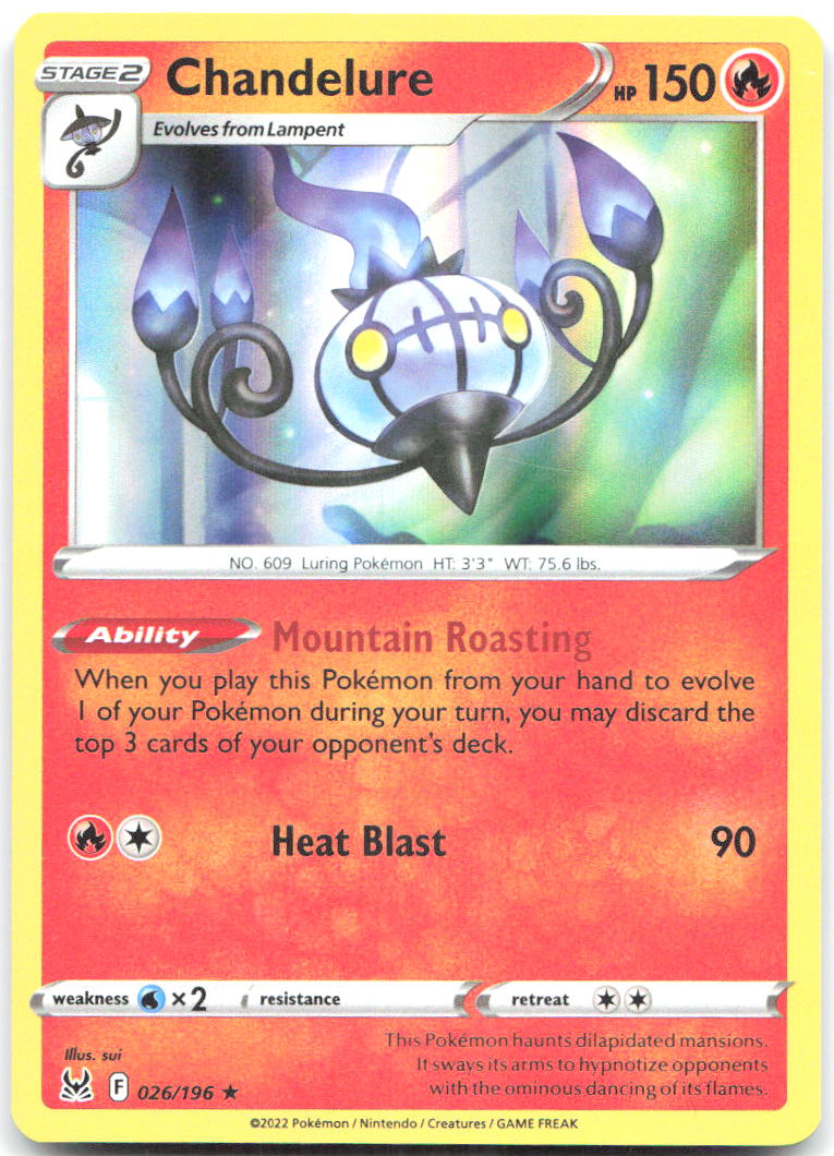 Chandelure Holo Rare SWSH11: Lost Origin 026/196 NM sui
