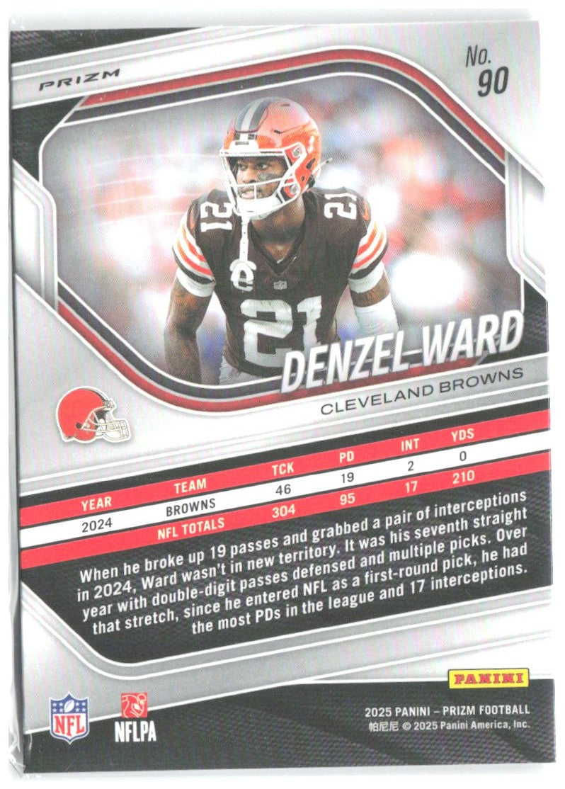 Denzel Ward Panini Prizm - Lazer 90 2025 Cleveland Browns