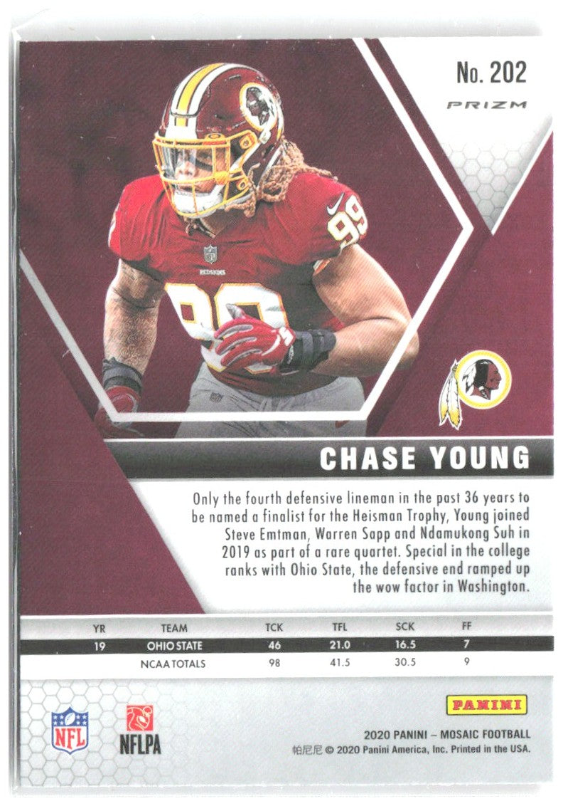 Chase Young Panini Mosaic - Prizm Reactive Gold 202 2020 Washington Redskins