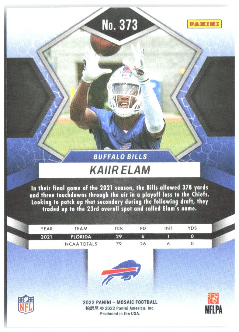 Kaiir Elam Panini Mosaic 373 2022 Buffalo Bills RC