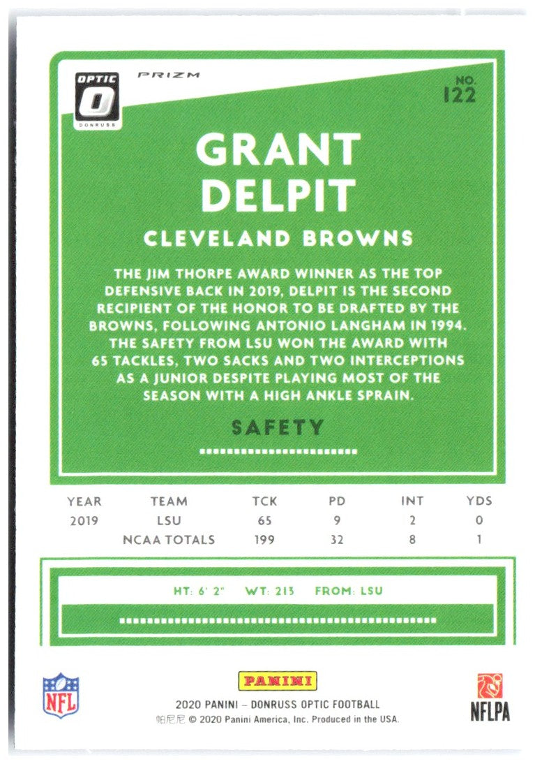 Grant Delpit Donruss Optic - Blue Hyper 122 2020 Cleveland Browns