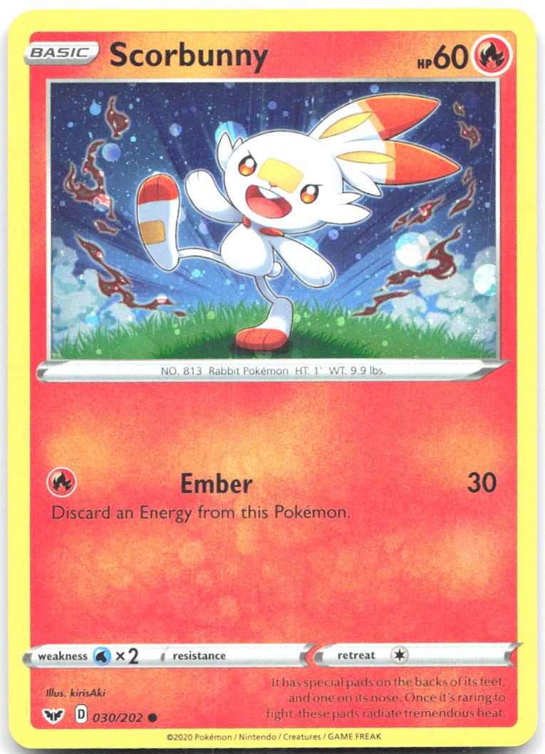 Scorbunny 030 Common SWSH01: Sword & Shield Base Set 030/202 NM kirisAki