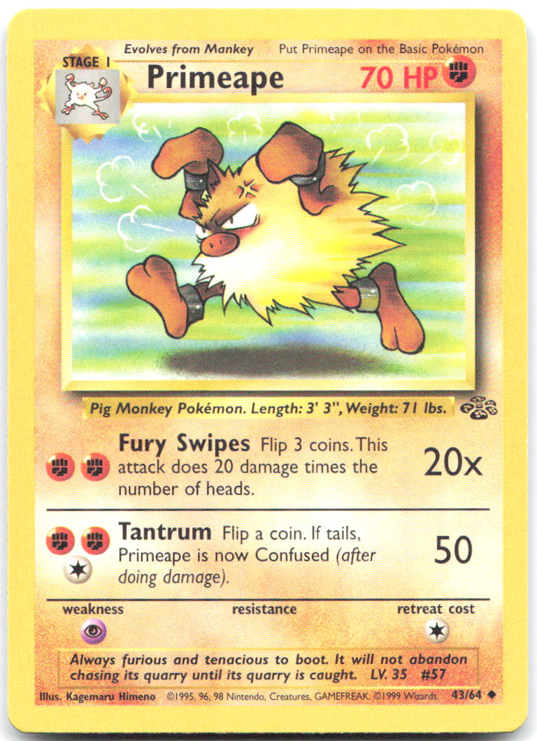 Primeape Unlimited Uncommon Jungle 43/64 LP Kagemaru Himeno