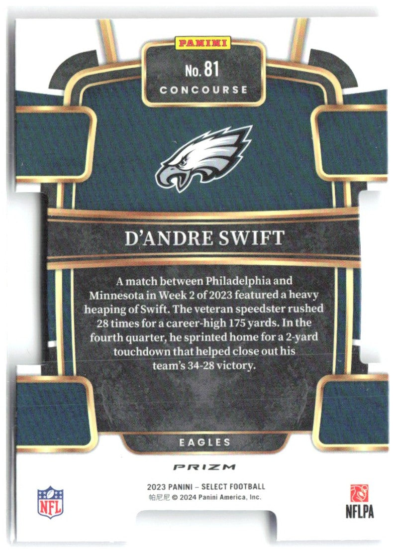 D'Andre Swift Select - Red and Blue Prizms Die Cuts 81 2023 Philadelphia Eagles