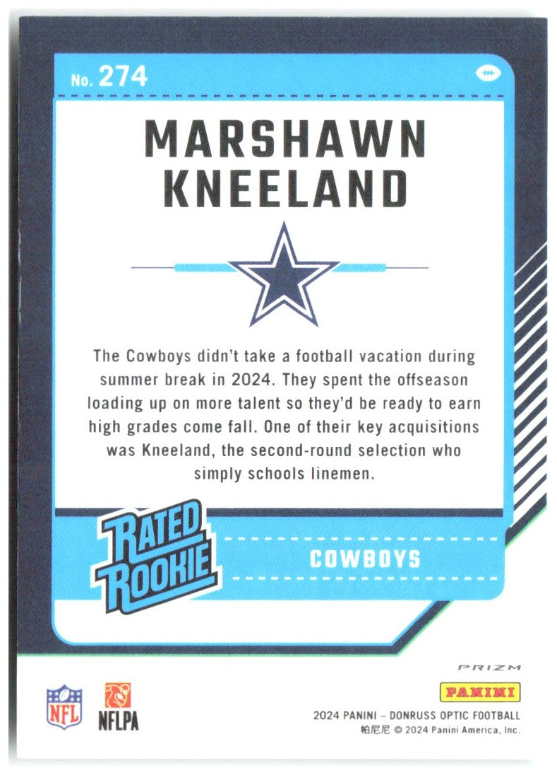 Marshawn Kneeland Donruss Optic - Green Hyper 274 2024 Dallas Cowboys