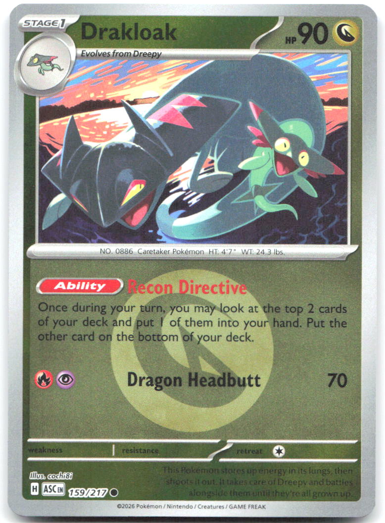 Drakloak Energy Symbol Pattern Reverse Holo ME Ascended Heroes 159/217 NM Jerky