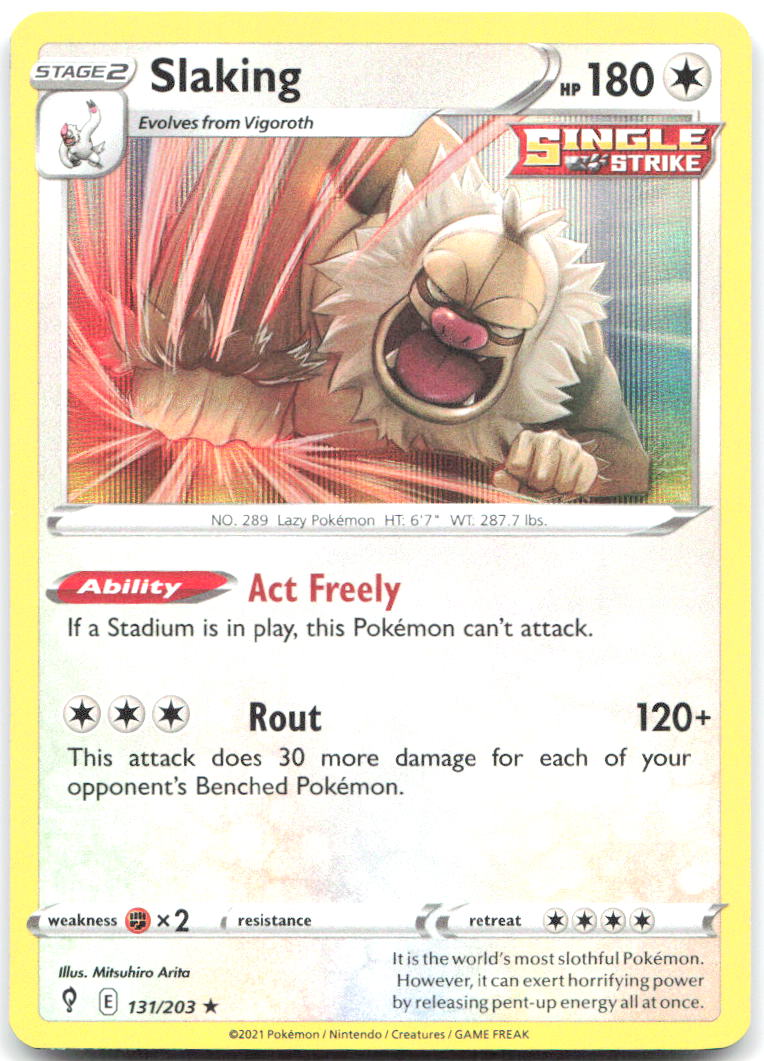 Slaking Holo Rare SWSH07 Evolving Skies 131/203 NM Mitsuhiro Arita
