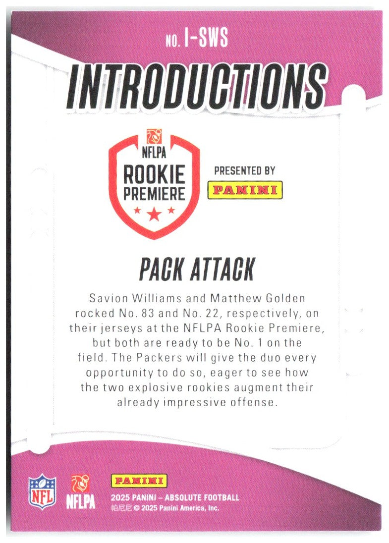 Pack Attack Panini Absolute - Introductions I-SWS 2025 Green Bay Packers