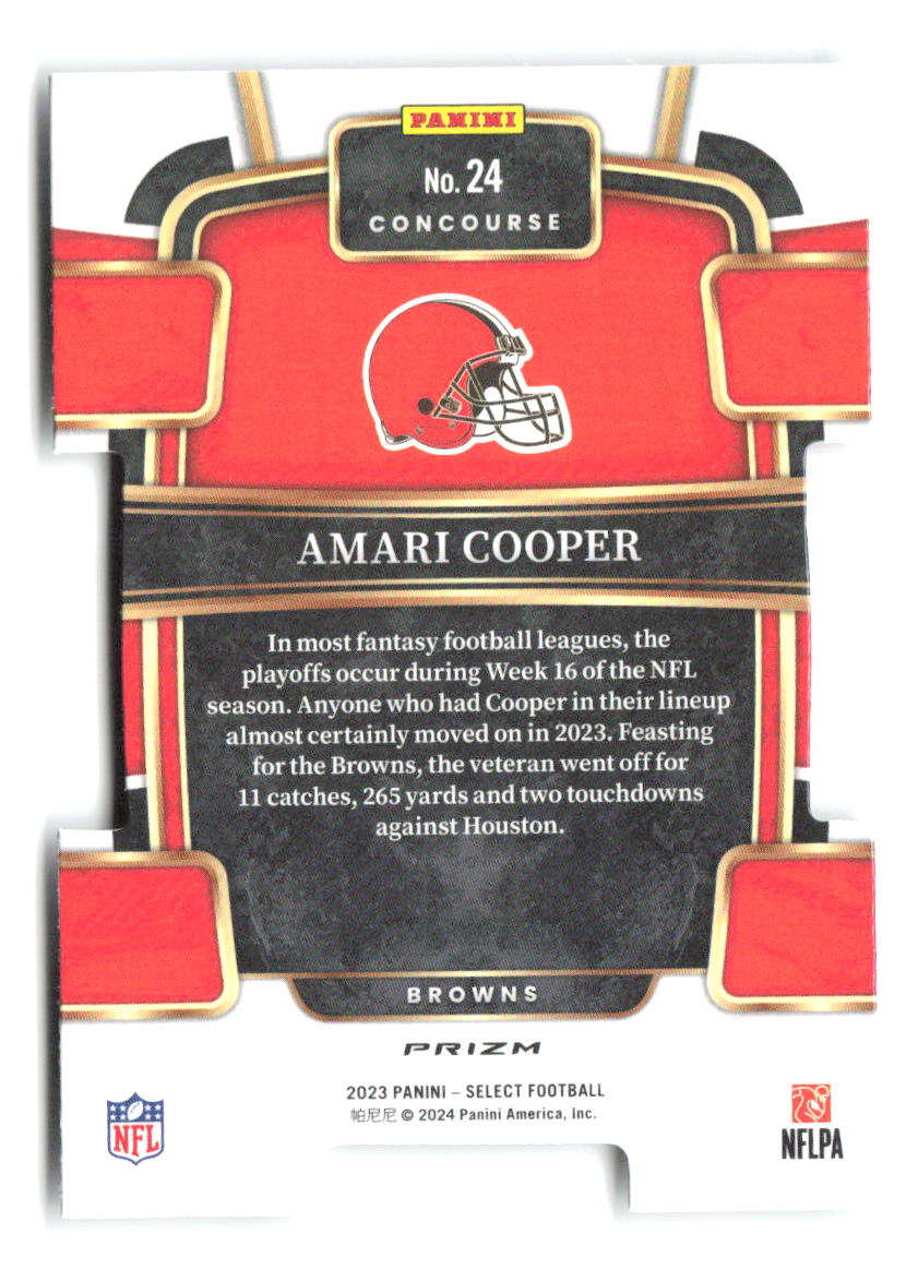 Amari Cooper Panini Select - Silver Prizms Die Cuts 24 2023 Cleveland Browns