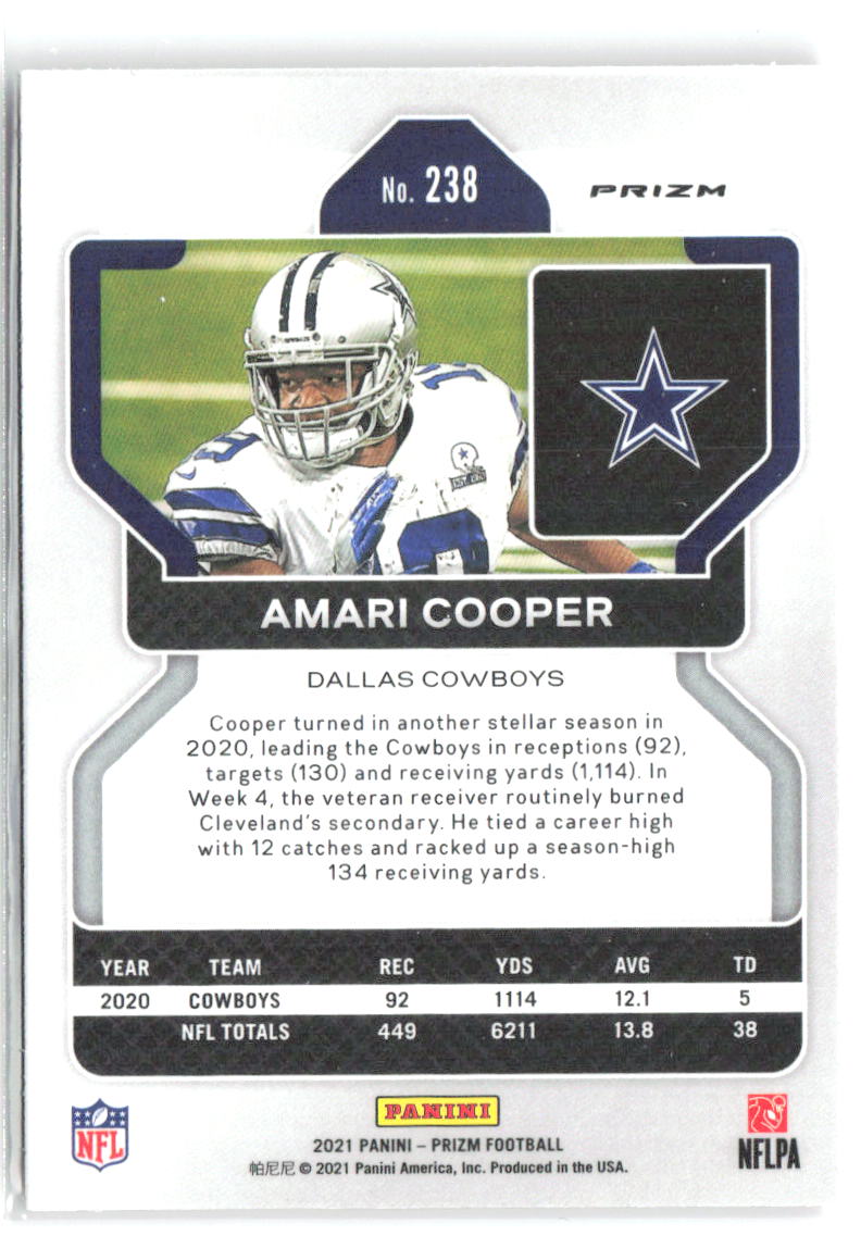 Amari Cooper Panini Prizm - Red 238 2021 Dallas Cowboys