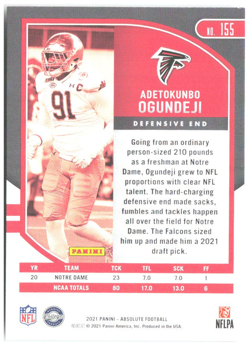 Adetokunbo Ogundeji Panini Absolute - Retail 155 2021 Atlanta Falcons RC