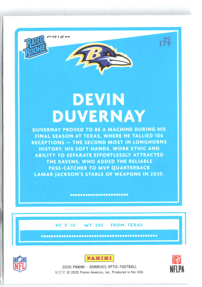 Devin Duvernay Donruss Optic - Purple Shock 179 2020 Baltimore Ravens