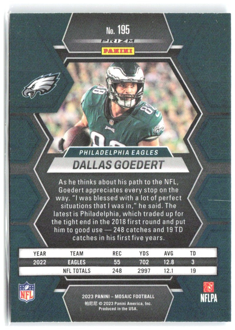 Dallas Goedert Panini Mosaic - Reactive Blue Mosaic 195 2023 Philadelphia Eagles