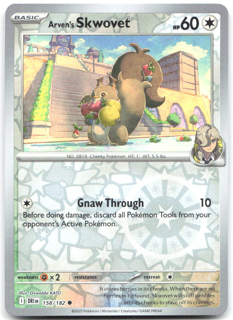 Arven's Skwovet Reverse Holo Common SV10: Destined Rivals 158/182 NM Studio Bora Inc