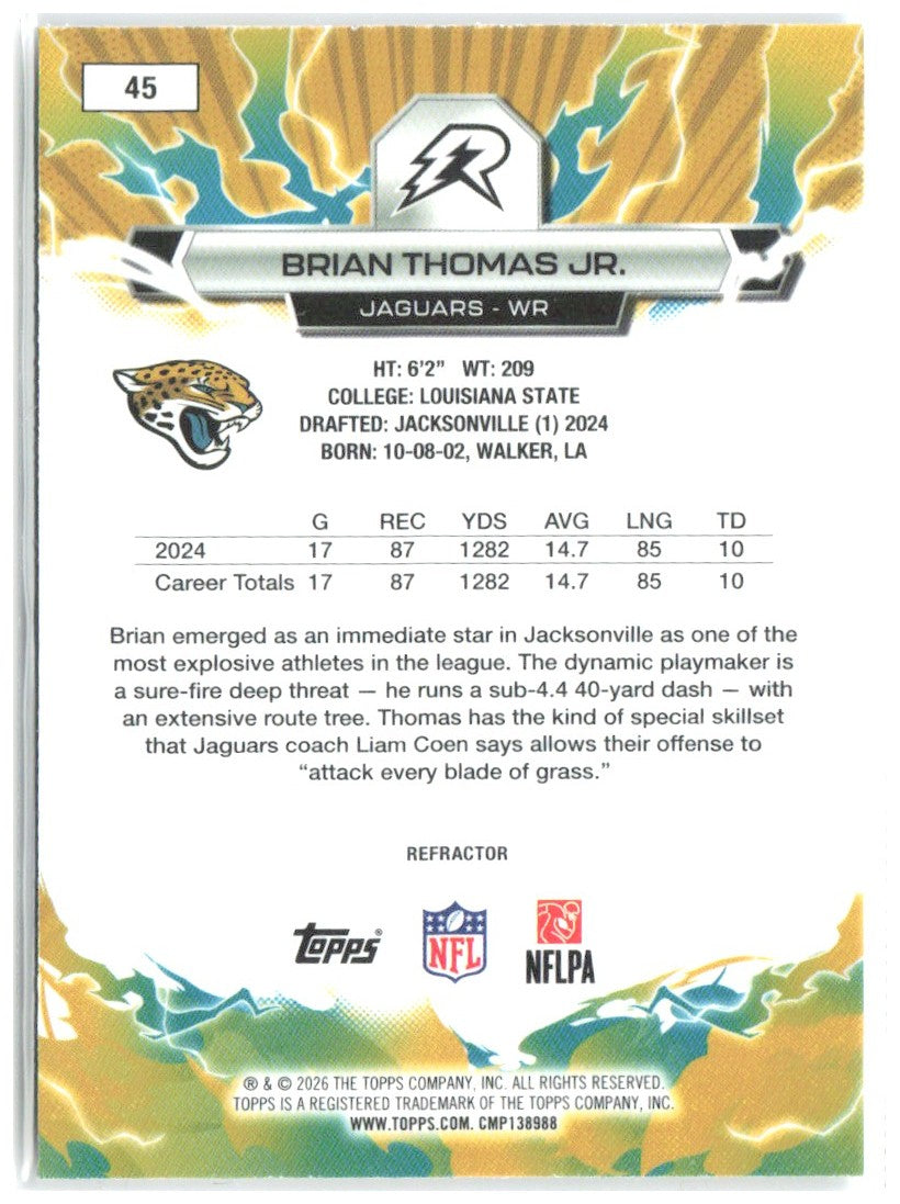 Brian Thomas Jr. Topps Resurgence - Refractor 45 2025 Jacksonville Jaguars