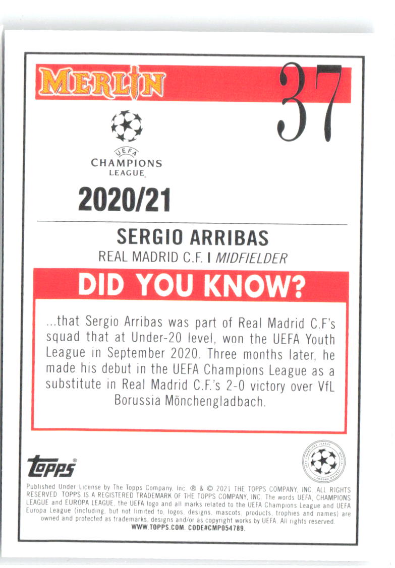 Sergio Arribas Merlin UEFA Champions League 37 2020-21 Real Madrid CF RC