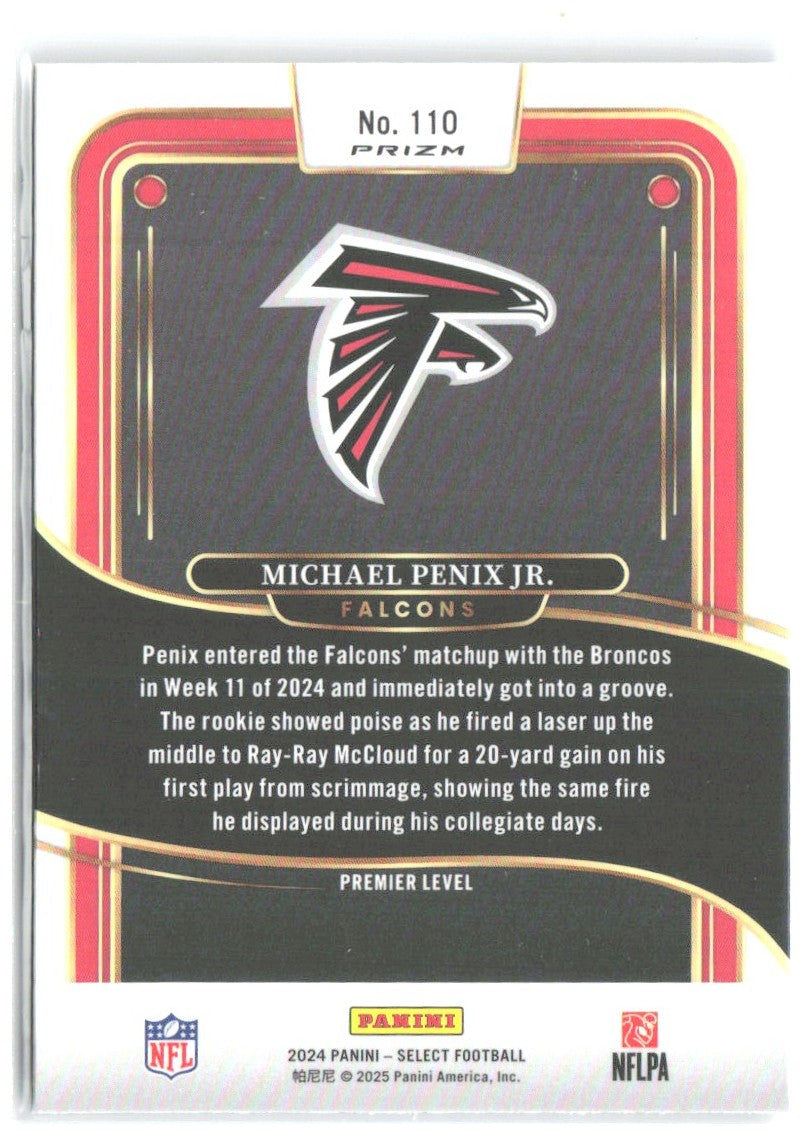 Michael Penix Jr. Panini Select Red & Blue Prizm Shock 110 2024 Atlanta Falcons