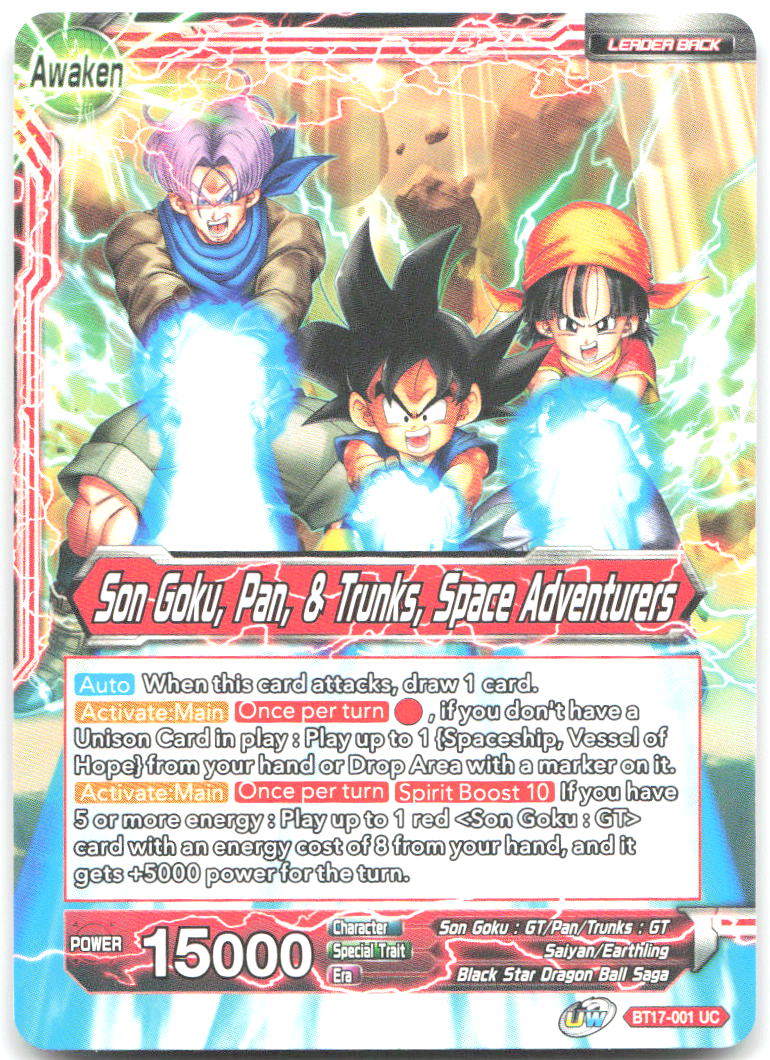 Son Goku // Son Goku Pan & Trunks Space Adventurers Ultimate Squad BT17 001 NM