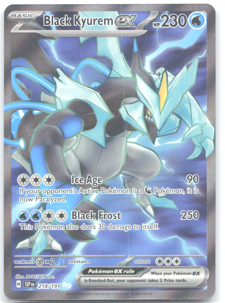 Black Kyurem ex Holo Ultra Rare SV08: Surging Sparks 218/191 NM N DESIGN Inc