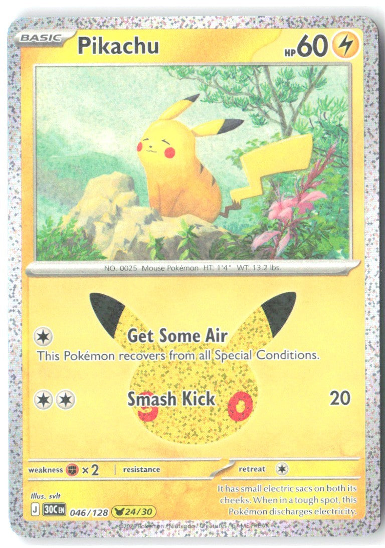 Pikachu Holo Pikachu Rare ME 30th Celebration 046/128 NM svlt