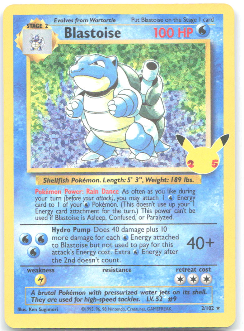 Blastoise Holo Celebrations: Classic Collection 2/102 NM Ken Sugimori