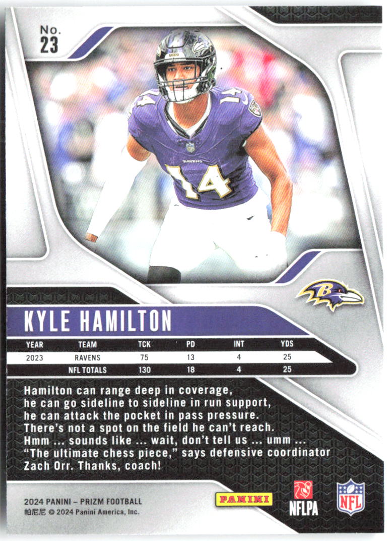 Kyle Hamilton Panini Prizm 23 2024 Baltimore Ravens