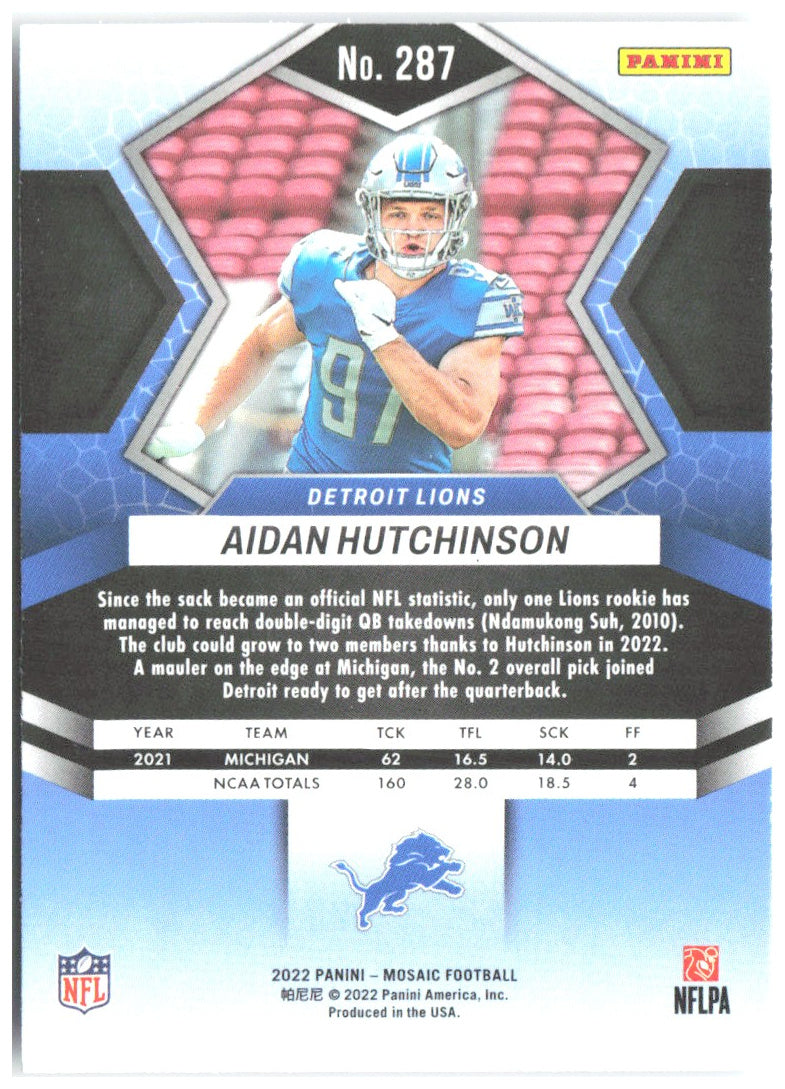 Aidan Hutchinson Panini Mosaic 287 2022 Detroit Lions